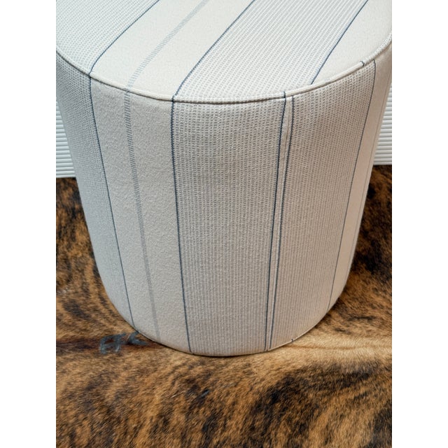 Lee Industries Sunbrella Drum Ottoman For Sale - Image 11 of 12