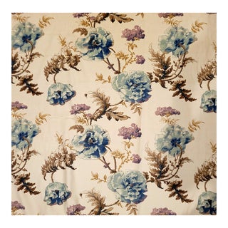Vintage Portfolio Textiles Blue Peony Velveteen Fabric- 7 Yards For Sale