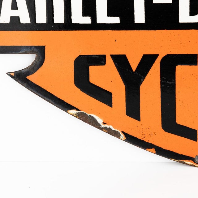 A 20th century harley-davidson motorcycles enamel advertising sign. A fantastic wall piece for a passionate motorcycles...