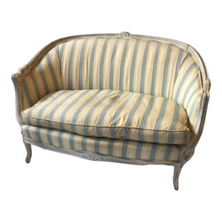 1940s French Painted White Rounded Settee For Sale