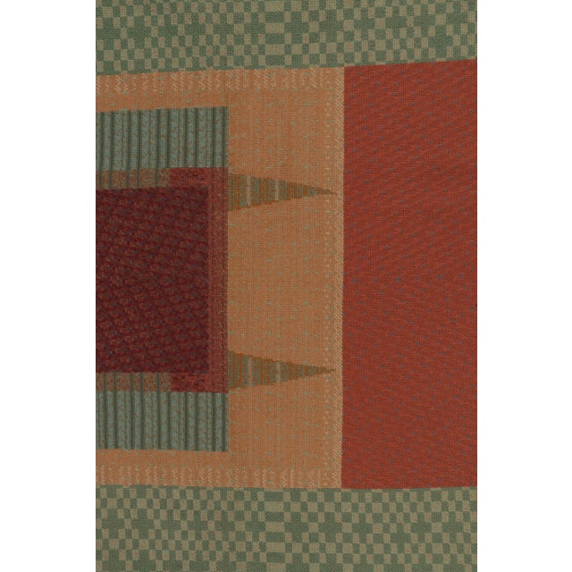 Rug & Kilim Vintage Art Deco Needlepoint Rug in Beige, Teal & Burnt Red Geometric Patterns For Sale - Image 4 of 7
