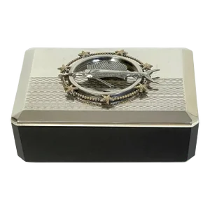 Early 20th Century Art Deco Sterling Sailfish & Black Amethyst Box by R. Blackington