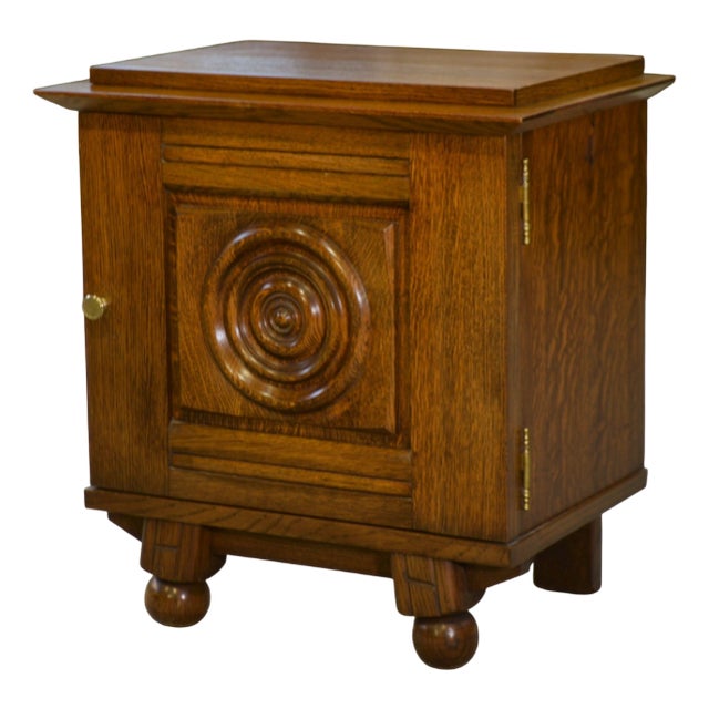 Small Brutalist Oak Bedside or Side Table, 1960s For Sale