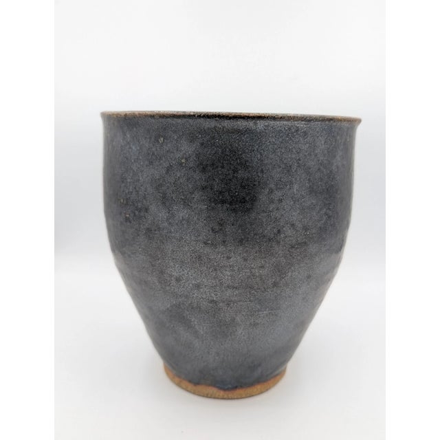 Vintage Signed Studio Art Pottery Vase Mid Century Modern Ikebana Stoneware For Sale - Image 11 of 12
