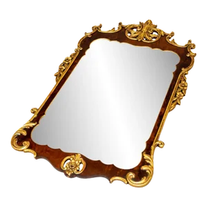 1960s Hollywood Regency Giltwood + Walnut Mirror by John Widdicomb