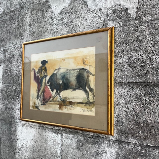 Original Mid-Century Watercolor and Ink Drawing Framed and Signed by the Artist. For Sale - Image 12 of 17