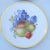 Set of fruit serving plates with six fruit design centers and gilt rims. Size 7.6" diameters. Marked to reverse Bavaria...