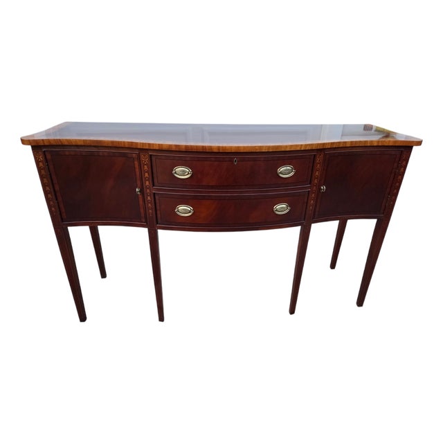 1990s Ethan Allen 18th Century Mahogany Sideboard Buffet Credenza Server Hepplewhite For Sale