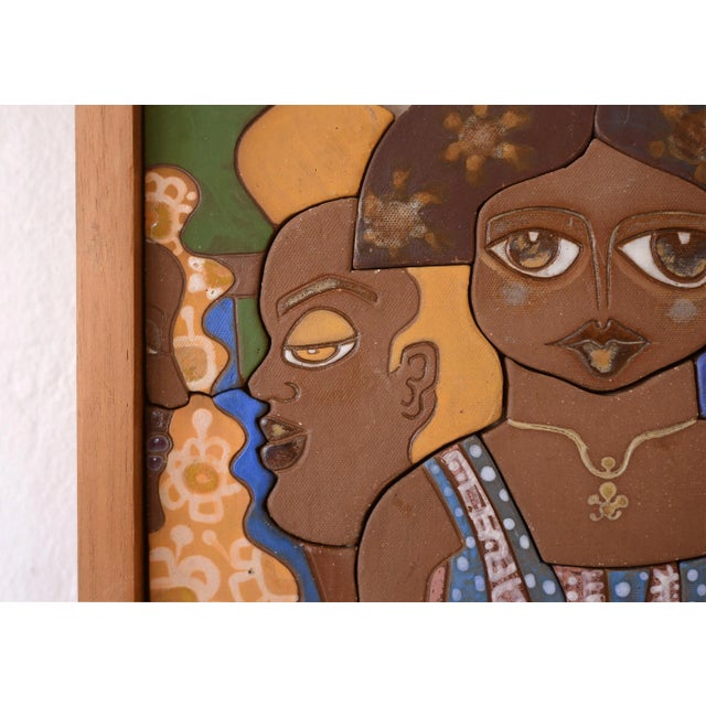 Vintage Ceramic Wall Sculpture - African American Graffiti Art For Sale - Image 4 of 9