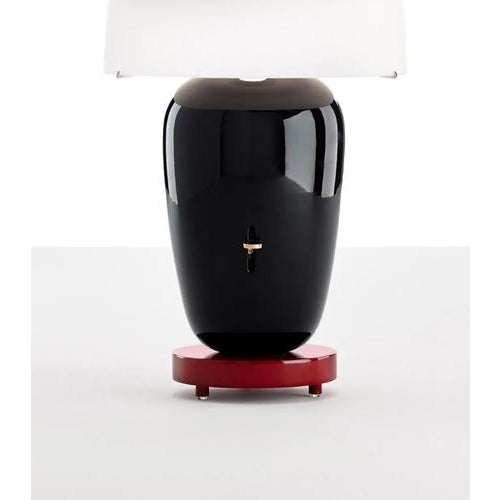 Ceramic and Glass Chinoz Table Lamp with Black-Burgundy Base by Jaime Hayan for Parachilna For Sale - Image 3 of 13