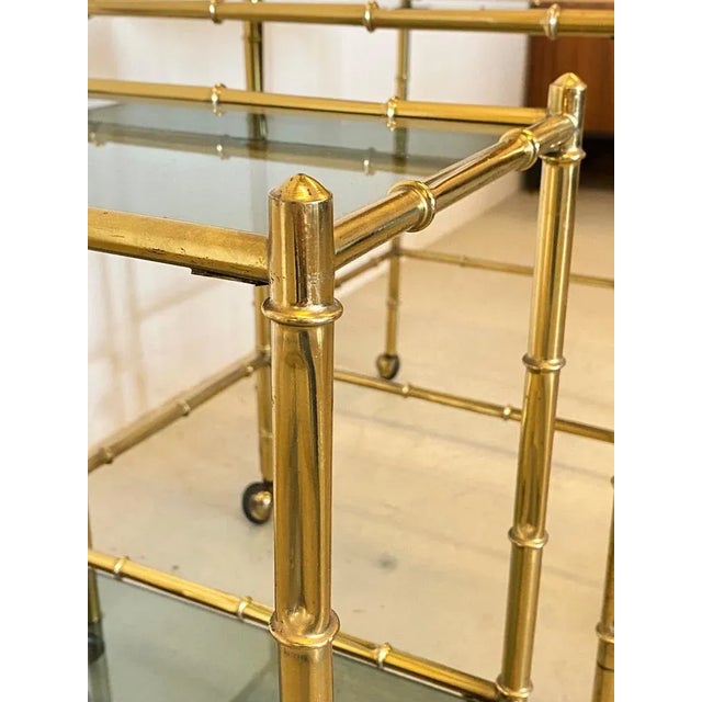 Stackable Trolleys in Brass & Faux Bamboo 1970s, Set of 3 For Sale - Image 9 of 14