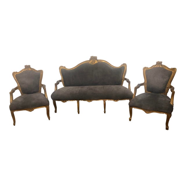19th Century Italian Louis XV Rococo Style Salon Set - 3 Pieces For Sale