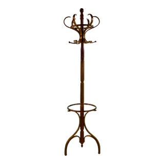 Mid 20th Century Boho Chic Victorian Thonet Style Bentwood Umbrella, Coat & Hat Rack Tree Stand. For Sale