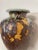 Antique Abstract Asian Raku Ceramic Pottery Vase in Celadon, Camel, Chocolate Brown For Sale - Image 10 of 12