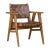 Woven rich brown full grain leather strap dining arm chair with solid teak wood frame. Sturdy handsome piece which will...