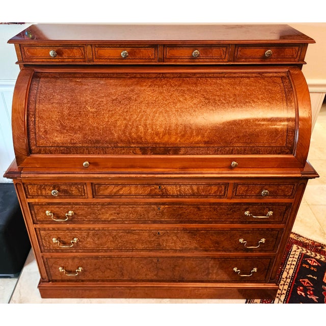 Antique Georgian Burlwood Rolltop Desk For Sale - Image 4 of 18