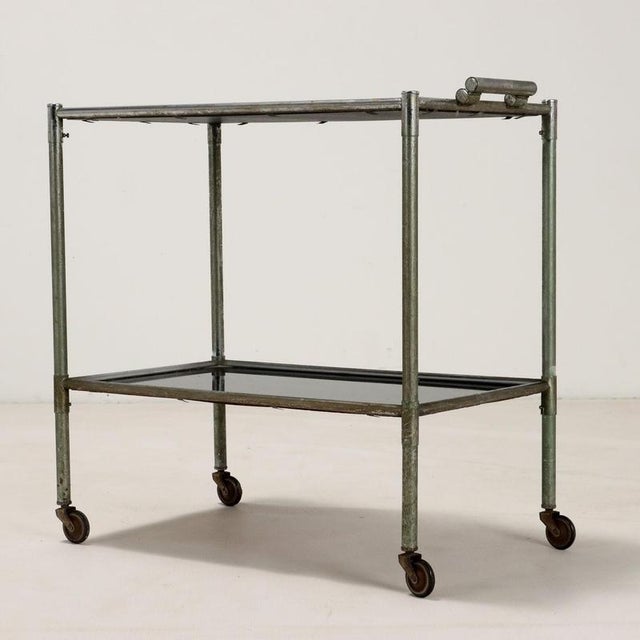 Black Vintage Service Trolley in Aluminium and Glass, Italy, 1960s For Sale - Image 8 of 9