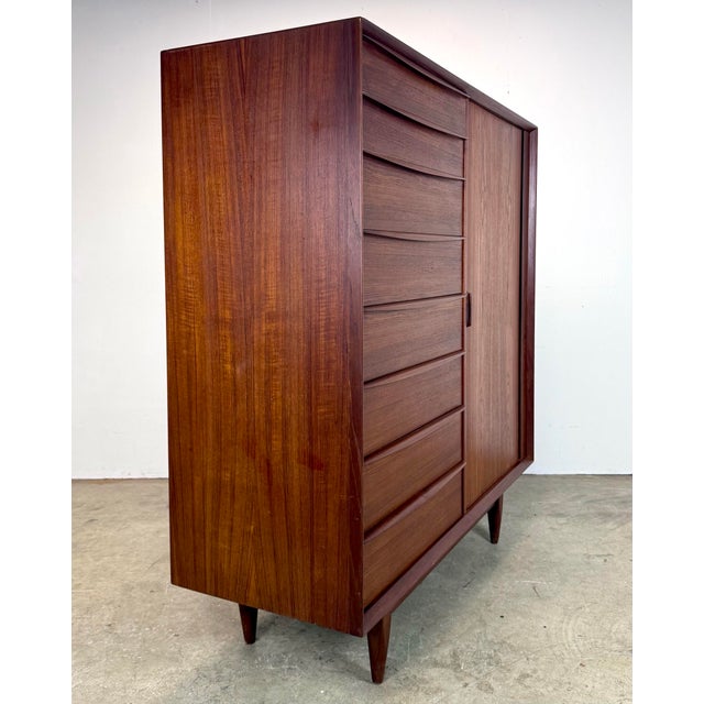 Falster Møbelfabrik Svend Madsen for Falster Mobelfabrik Danish Mid-Century Modern Teak Dresser / Armoire For Sale - Image 4 of 12