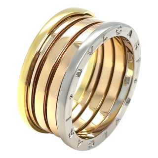 Bvlgari 18ct White, Rose & Yellow Gold B.Zero1 4 Band Ring 14g, Size 11.5 For Sale