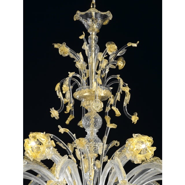 Huge Luxury Italian Chandelier With Flowers and Leaves Murano Glass For Sale - Image 6 of 8