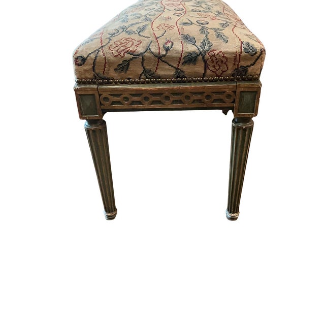 Beautiful 19th century Louis XVI style music bench with gilt and original tapestry.