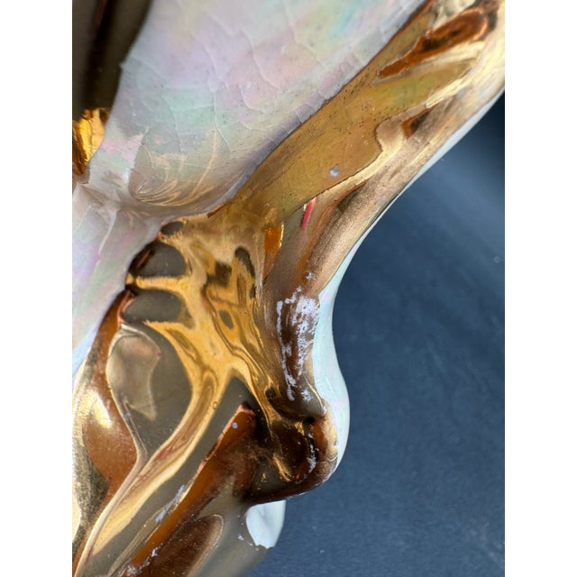 Gold Vintage Vase Pearlescent With Gold Calla Lily Hollywood Regency 22k Gold 7" For Sale - Image 8 of 12
