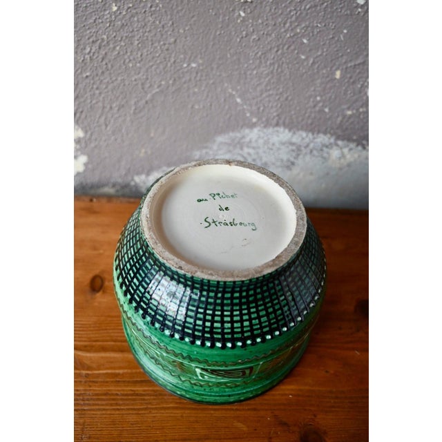 Green Green Glazed Earthenware Cachepot, 1940s For Sale - Image 8 of 10