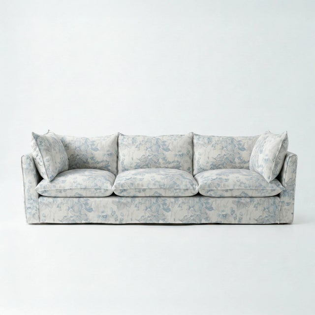 Not Yet Made - Made To Order Sophie Conran Coco 4 Seater Sofa - Andrew Martin Midsummer Faded Blue with Knife Edge Cushion For Sale - Image 5 of 5