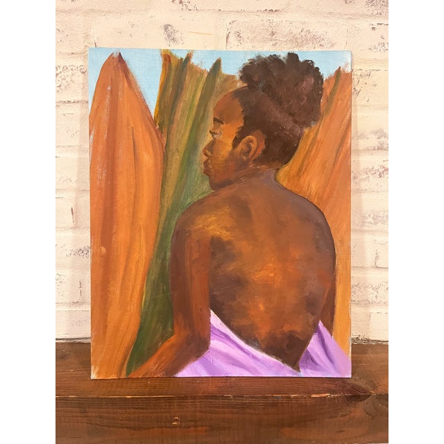 Beautiful original contemporary figurative painting depicting a woman in profile, rendered with expressive brushwork and a...