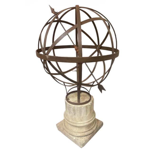 Elevate a grand garden or neoclassical interior with this striking vintage armillary sphere. Crafted from heavy-gauge...