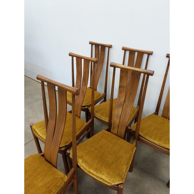Brown Set of 6 Vintage Mid Century Modern Dining Chairs by Ercol For Sale - Image 8 of 9