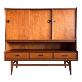 Mid-Century Modern Danish Highboard Cabinet in Teak by Van Teeffelen Wébé, 1960s For Sale