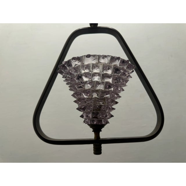 Vintage Lavender Rostrato Bronze Pendant in Murano Glass, 1960s For Sale - Image 7 of 9