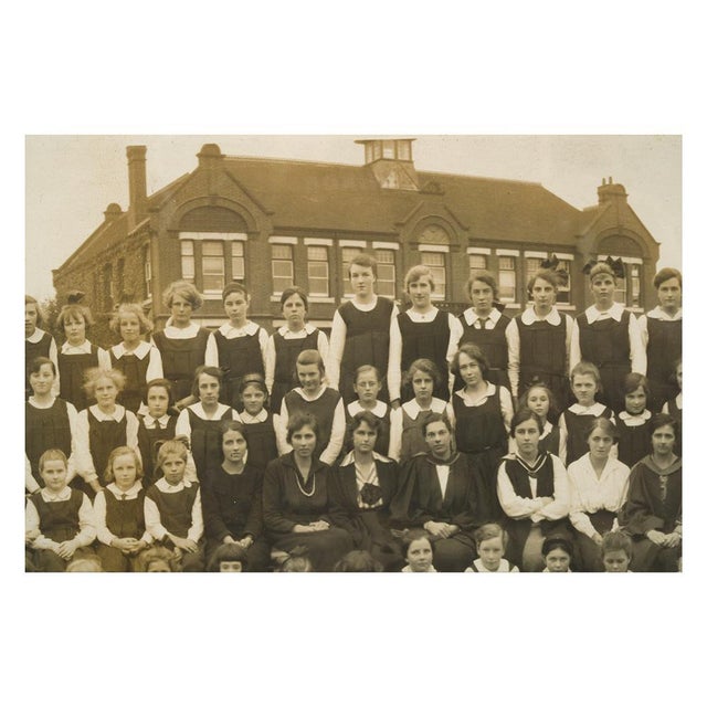 Panoramic photography of an English class of 1921. This piece is designed in the style of the selected designer and/or...