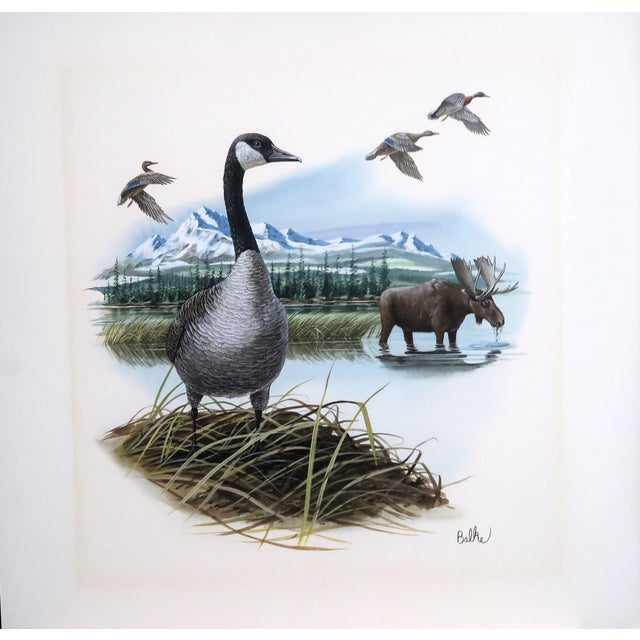 Don Balke (American B. 1933) - "Canada Goose and the Moose" - Original Signed Watercolor That Had Been Published in 1978. For Sale In Miami - Image 6 of 12