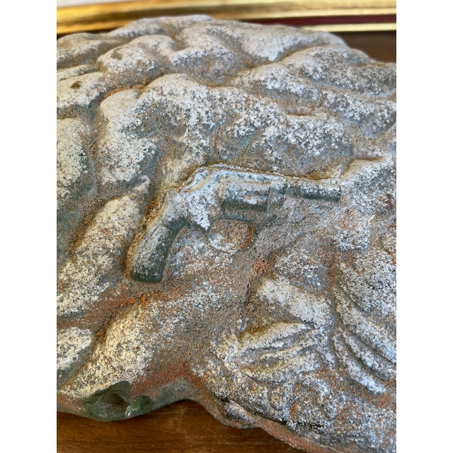Glass Vintage Cast Sculptural Art Piece With Embedded Figural Motifs and Textured Base For Sale - Image 7 of 11