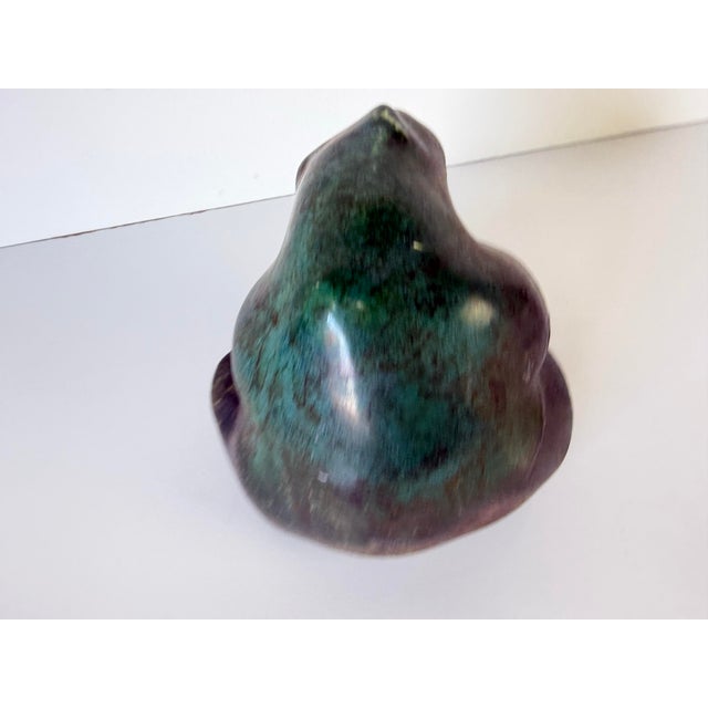 Green Vintage Tony Evans Studio Art Pottery Raku Bear Sculpture For Sale - Image 8 of 12