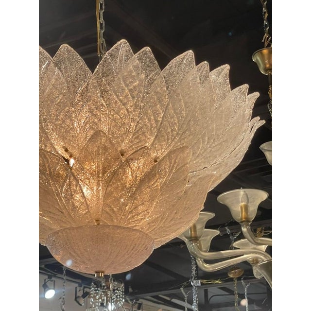 Modern Murano Granola Glass Leaf Chandelier For Sale - Image 4 of 5