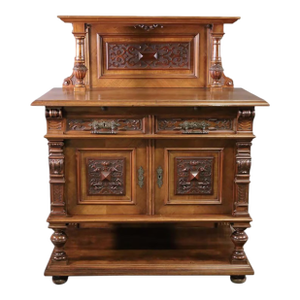Late 19th Century Carved Walnut Victorian Buffet