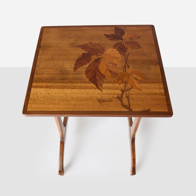 Art Nouveau Early 20th Century Art Nouveau Nesting Tables with Botanical Marquetry by Émile Gallé For Sale - Image 3 of 9