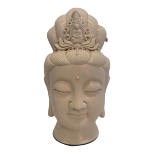Large Dehua Blanc De Chine Guanyin / Kwan Yin Bust — Ivory Glazed Porcelain, Marked