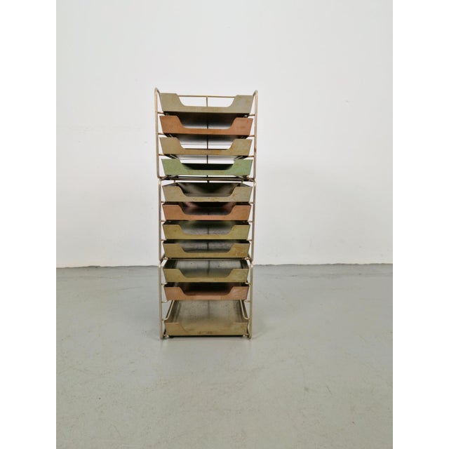 Vintage Desk Organizer Industrial Metal Desk Document Holder 1930 A set of vintage French industrial metal office document...