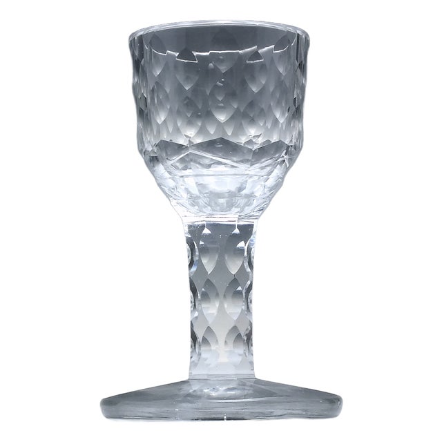 Short Wine Slice and Notch Cut Firing Glass, 1780s For Sale