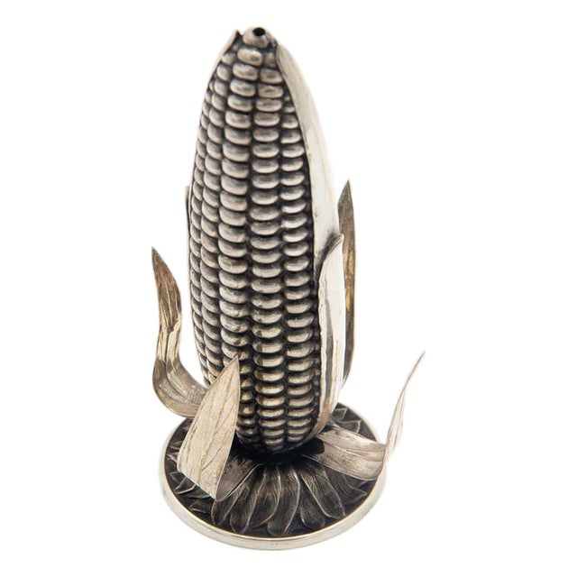 Silver Toothpick Holder in the Shape of Cornmeal For Sale