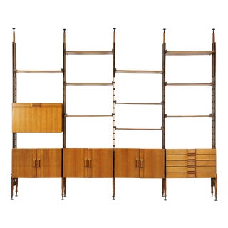 Floor-to-Ceiling Bookcase in the style of Franco Albini, Italy, 1960s For Sale