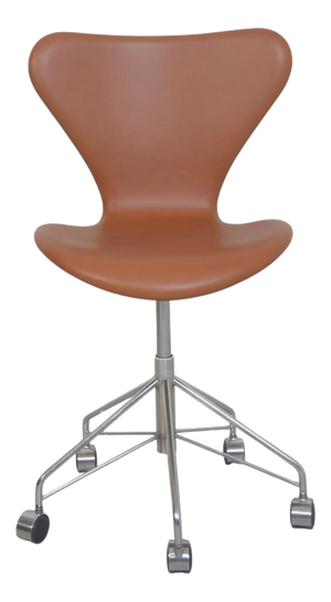 Model 3117 Office Chair in Cognac Leather by Arne Jacobsen, 1980s
