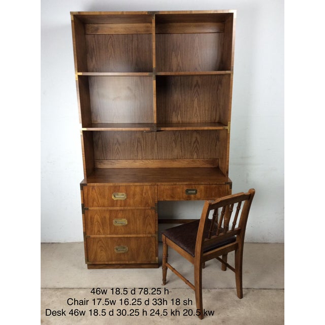 Mid Century Campaign Style Writing Desk With Shelving Unit For Sale - Image 15 of 18