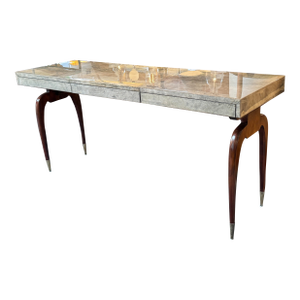 Luxurious Desk With Granite Laminate + Walnut Legs