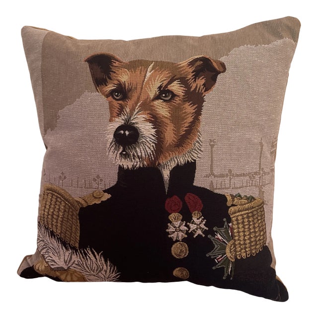 Aristocratic Dog Portrait Tapestry Pillow For Sale