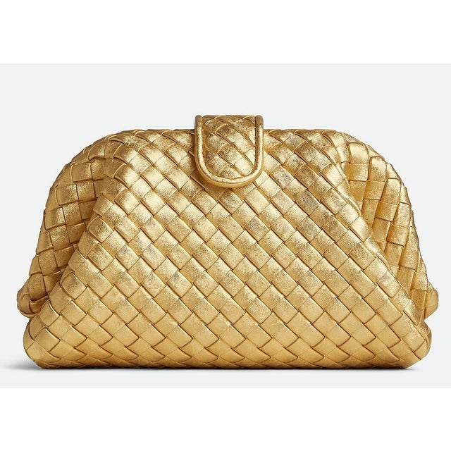 2025 Bottega Veneta Lauren 1980 Gold Leather Clutch Shoulder Bag Pouch Handbag For Sale - Image 13 of 17